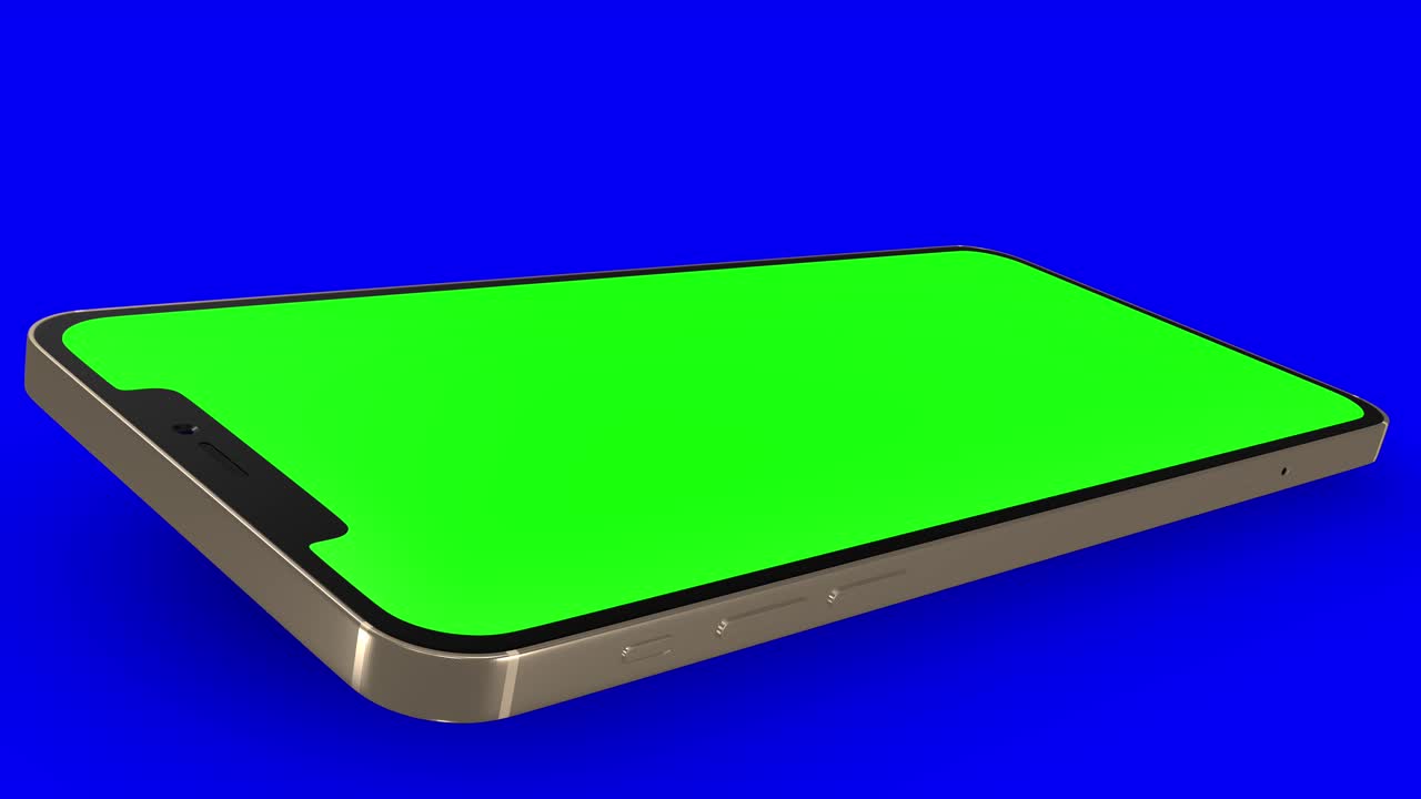 Green screen smartphone on blue background, perfect for video overlays