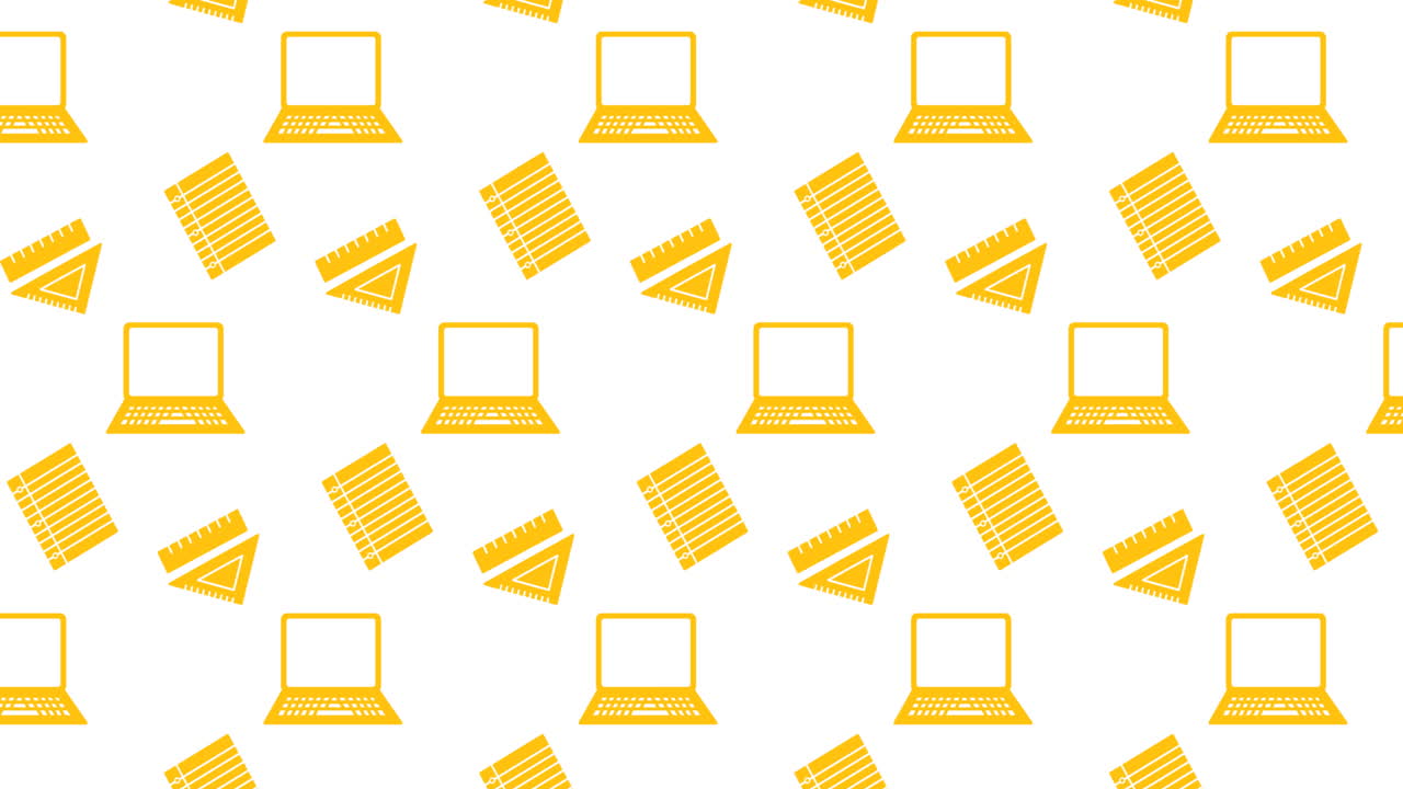 Animation of school items icons moving on white background
