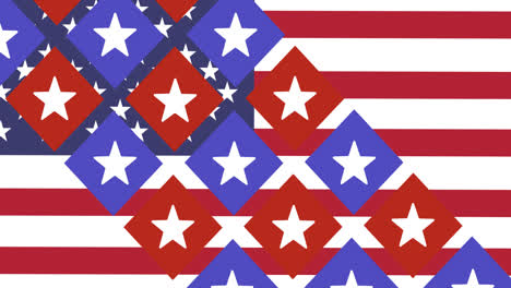 animation of stars and squares over american flag