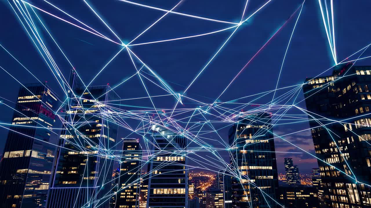 red de la ciudad por la noche