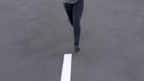 mature woman, fitness or city running on road