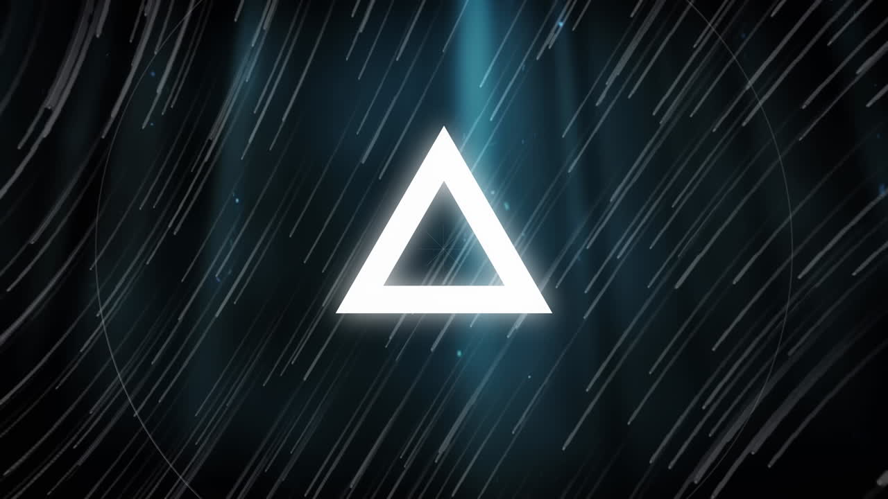 animación de triángulos pulsantes sobre el espacio negro con estrellas fugaces