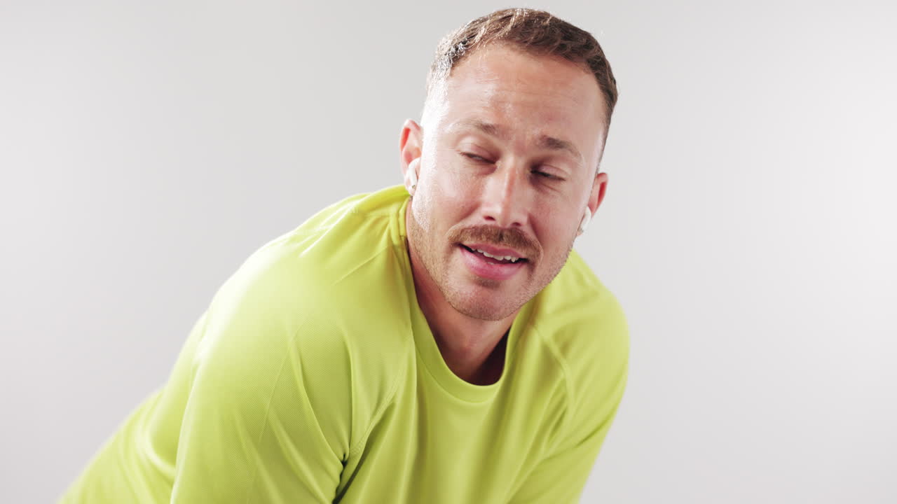 Close-up of Tired Man Resting After Intense Workout