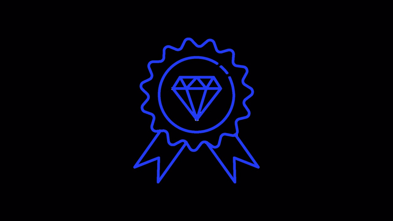 Blue Diamond Quality Award Badge Line Animation