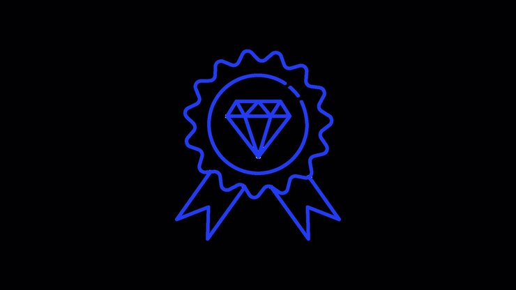 Animazione a linee del distintivo premio qualità Diamante Blu