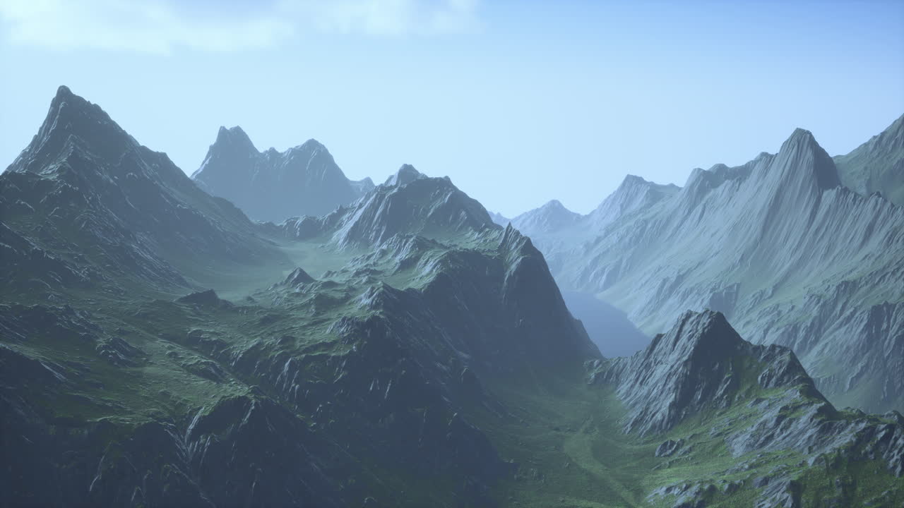 노르웨이의 산에서 안개