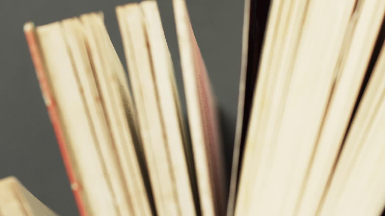 Micro of notebook pages and copy space on grey background