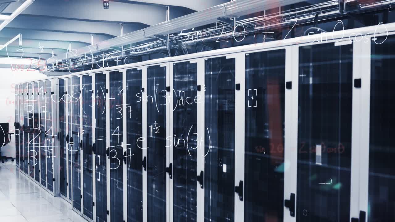 ecuaciones matemáticas contra la sala de servidores vacía