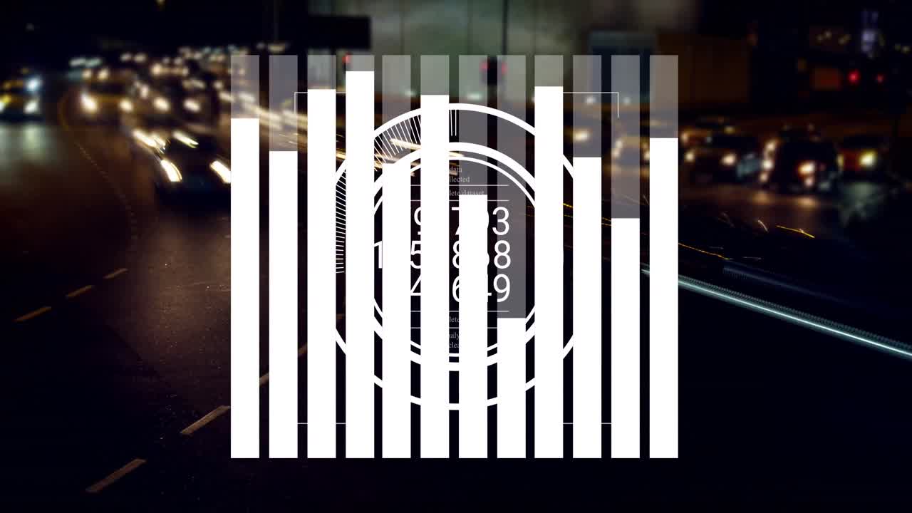 animación del procesamiento de datos sobre el paisaje urbano