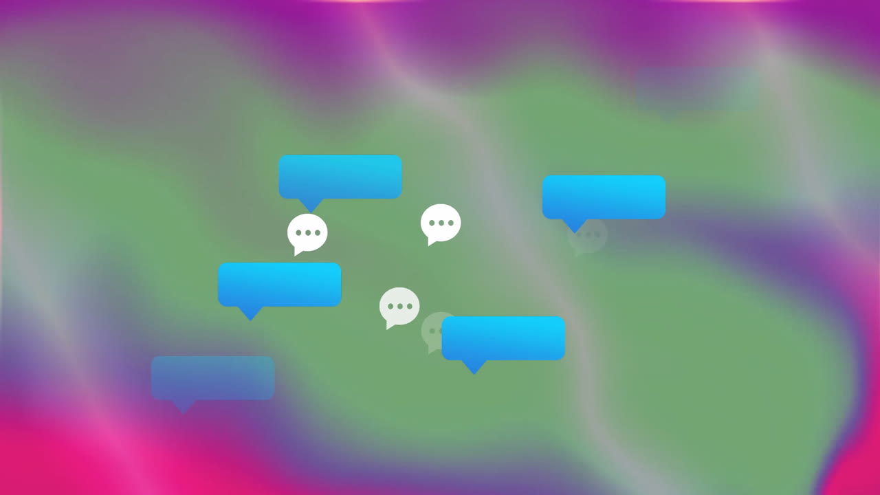 animación de burbujas de chat sobre un fondo de gradiente colorido