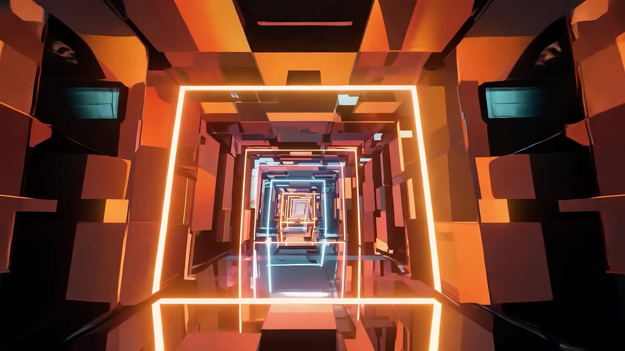 추상적인 3d 터널과 네온 조명