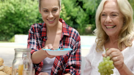 Happy-family-holding-food-