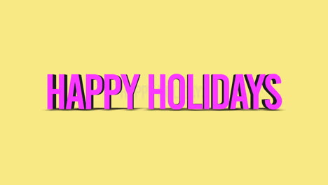 cheerful happy holidays in floating blue letters on yellow background