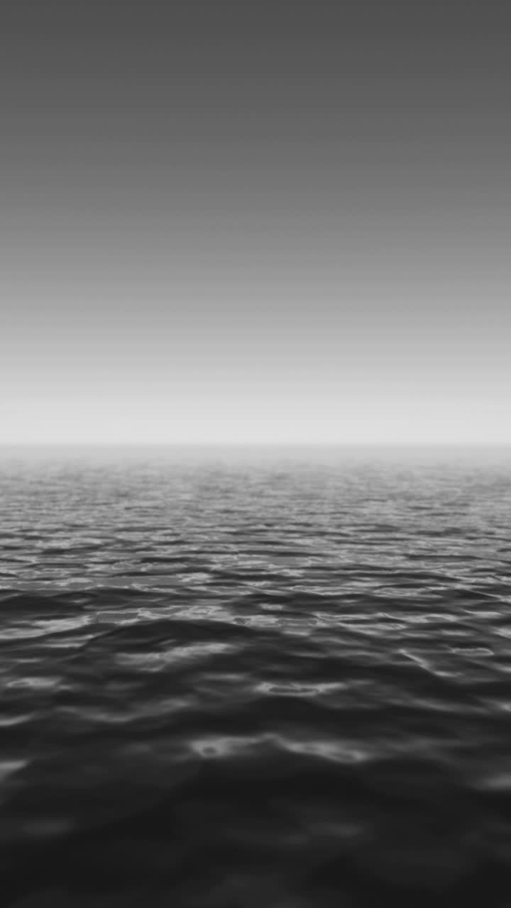 Minimalist black and white seashore with smooth rippling waves
