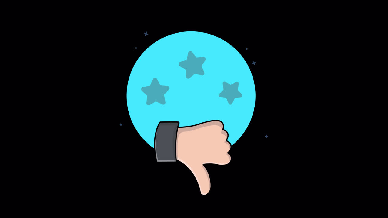 Animated Thumbs Down Gesture with Stars in Blue Circle