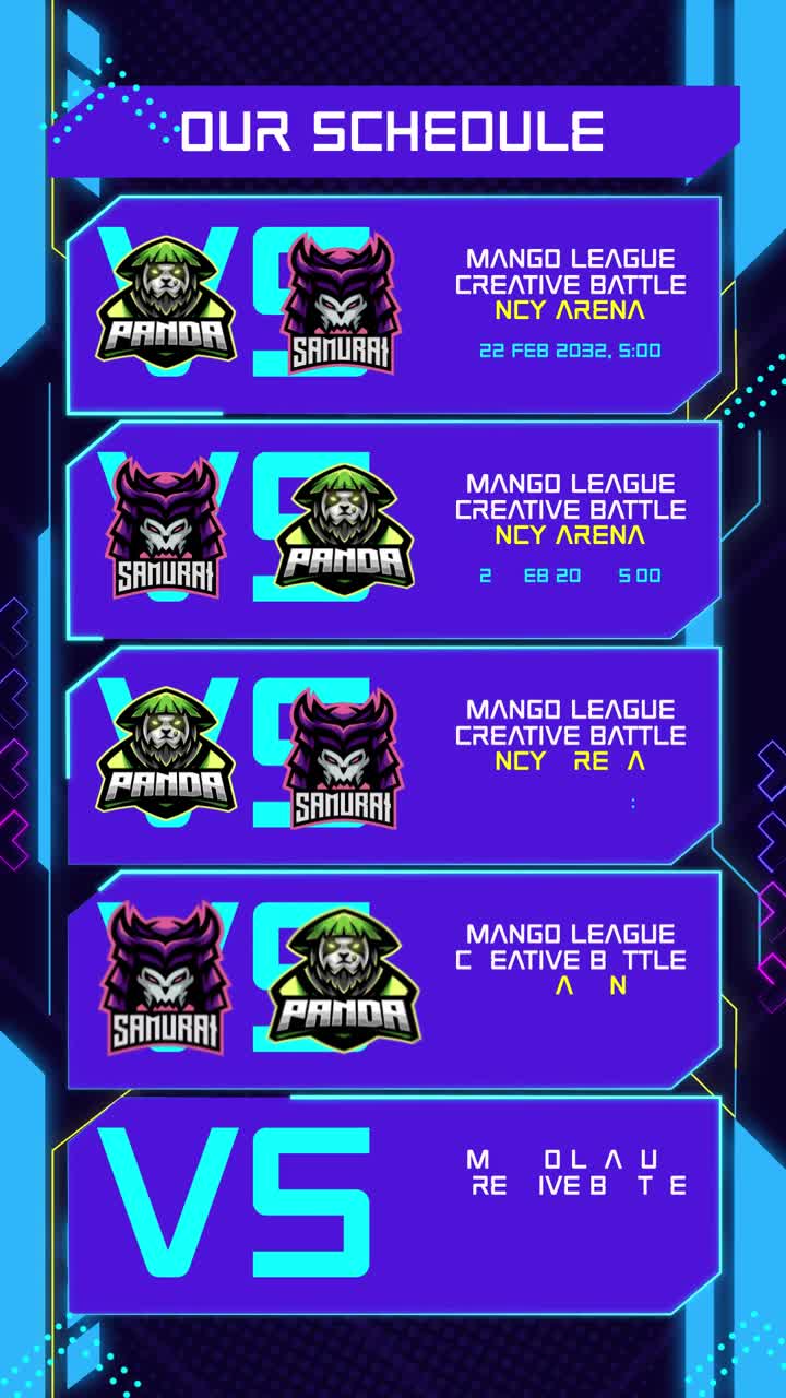 Animated Esports Gaming Competition Schedule with Team Logos