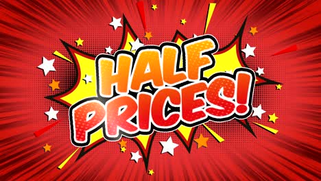 half prices - comic style text