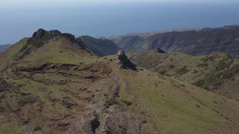 Aerial-view-of-the-beautiful-mountains-in-Paul-da-Serra,-Ponta-do-sol,-Madeira-Island,-Portugal