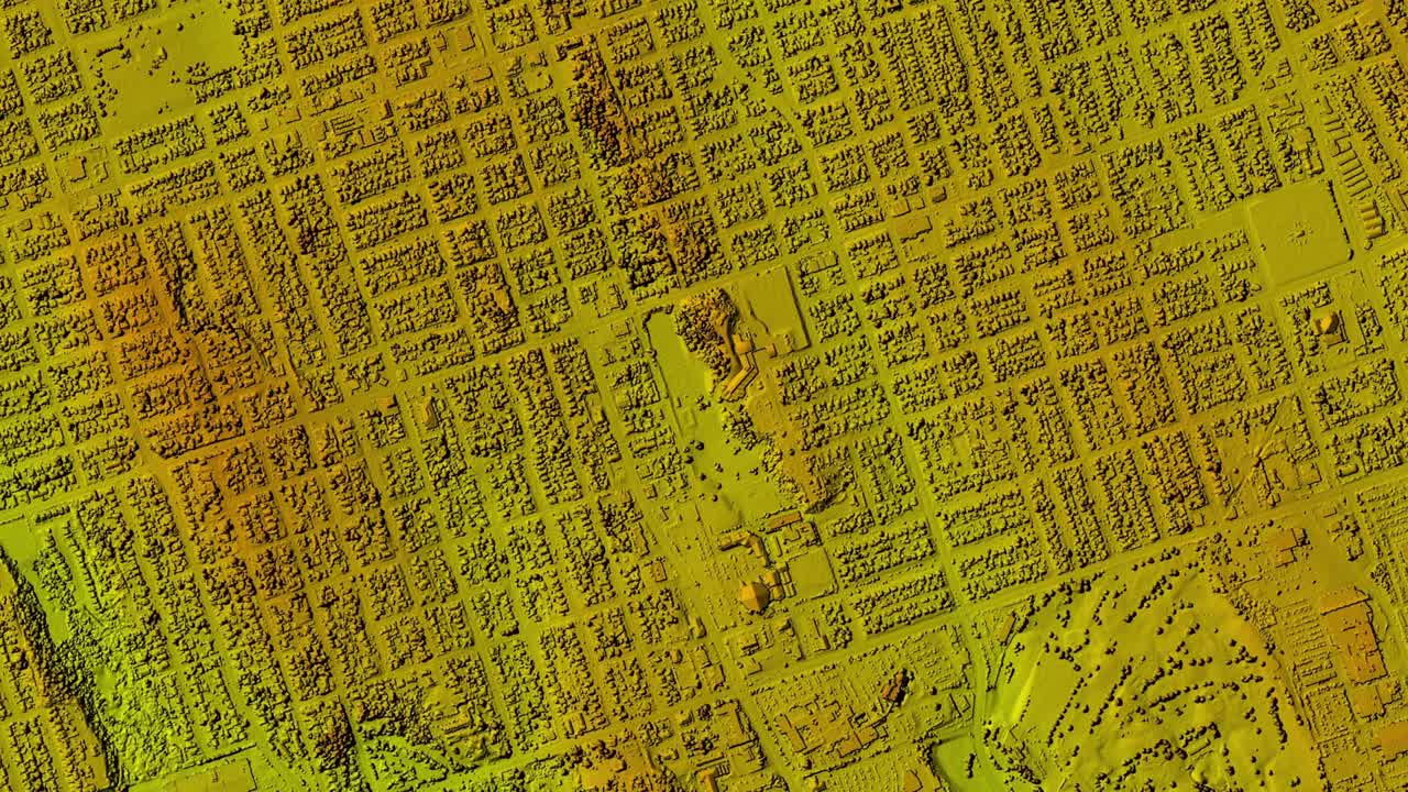 gis 사용을 위한 색의 지리적 공간 데이터를 가진 도시 도시 지역의 애니메이션 지도