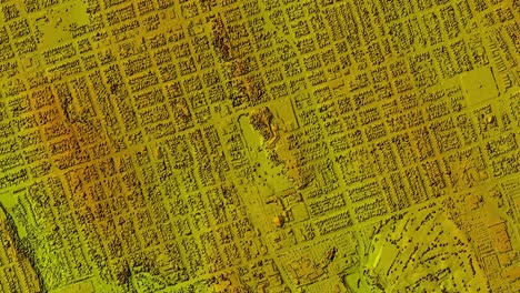 mapa animado de la zona urbana de la ciudad con datos geoespaciales coloreados para el uso de gis