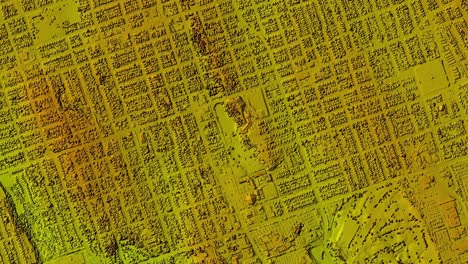 animated map of urban city area with coloured geospatial data for gis usage