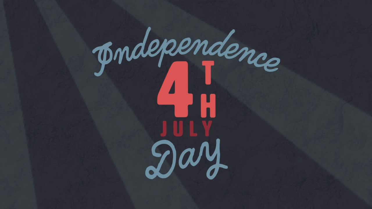 Animazione del testo "Independence Day" su sfondo grigio.