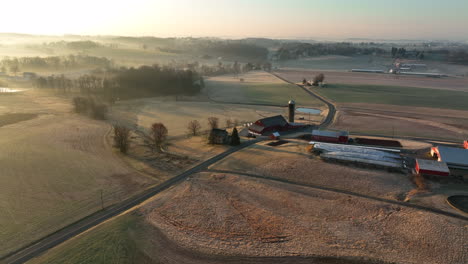 winter farmland scene in usa