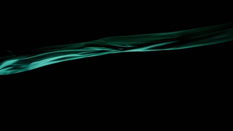 Green-Silk-Fabric-Flying,-Isolated-In-Black-Background---studio-shot