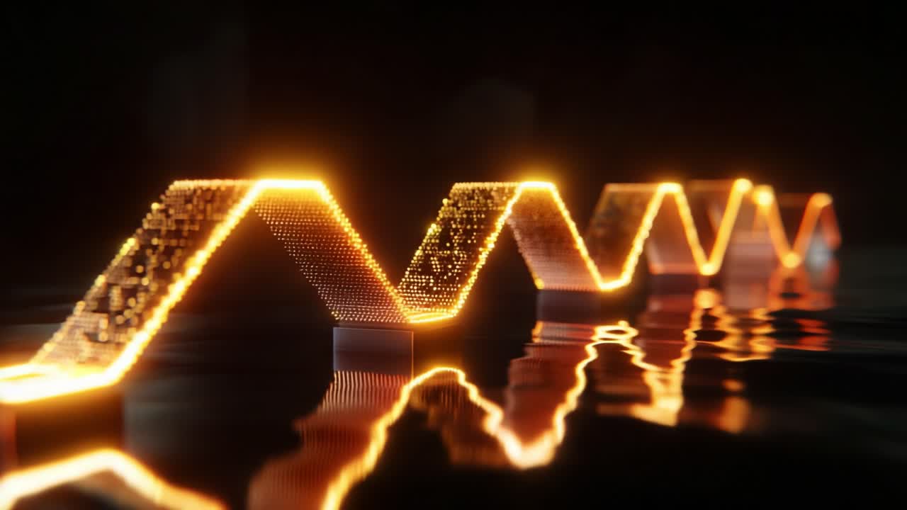 Illuminated Waves: A Visual Representation of Dynamic Energy Patterns Reflecting on the Surface, Showcasing a Unique Blend of Light and Texture in a Darkened Environment