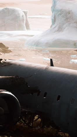 viejo avión roto en la playa de islandia