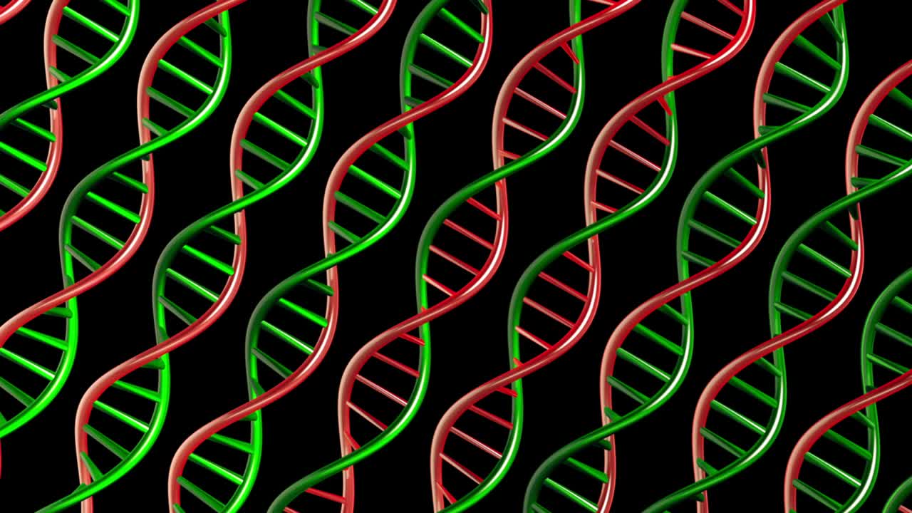abstracto, girando las cadenas de adn coloridas