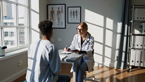 doctor consults with patient in a medical office