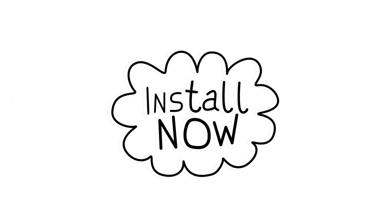 Animation of install now text over speech bubble against white background