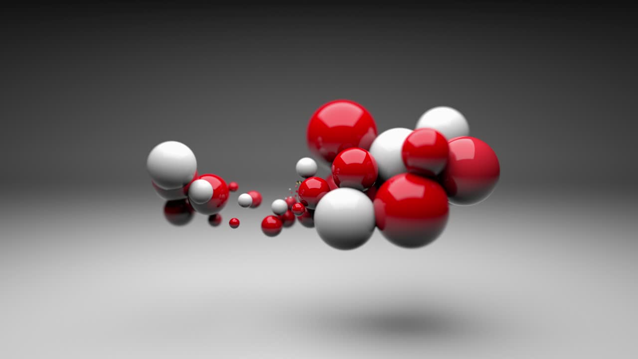 fondo vj. video de bucle. esferas abstractas y cristales reaccionan en el espectro de la forma de onda del sonido