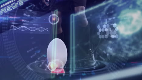 animación de la interfaz de procesamiento de datos sobre el jugador de rugby pateando la pelota