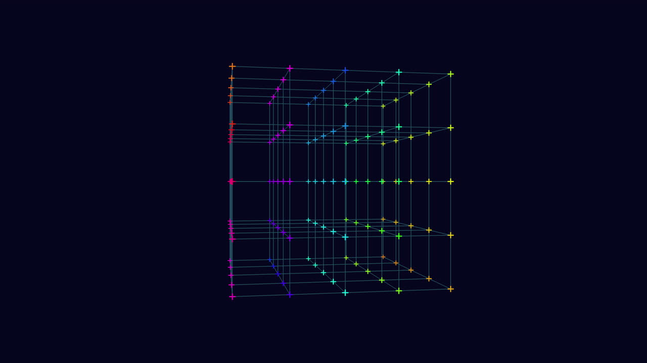 Technicolor grid a mesmerizing 3d cube of vibrant lines