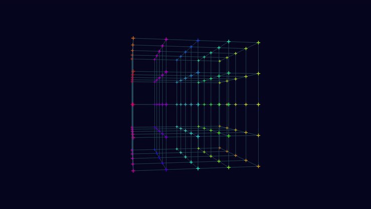 Technicolor grid a mesmerizing 3d cube of vibrant lines