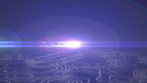 leuchtender lichtpunkt über der topographie vor blauem hintergrund