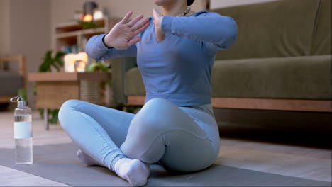 yoga exercise, breathe and person meditate