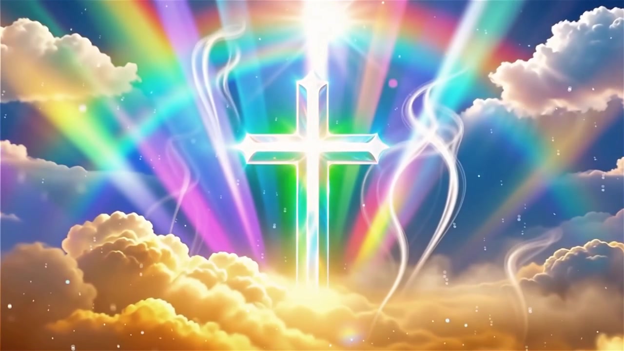 Christian Cross Heavenly Light Worship Background