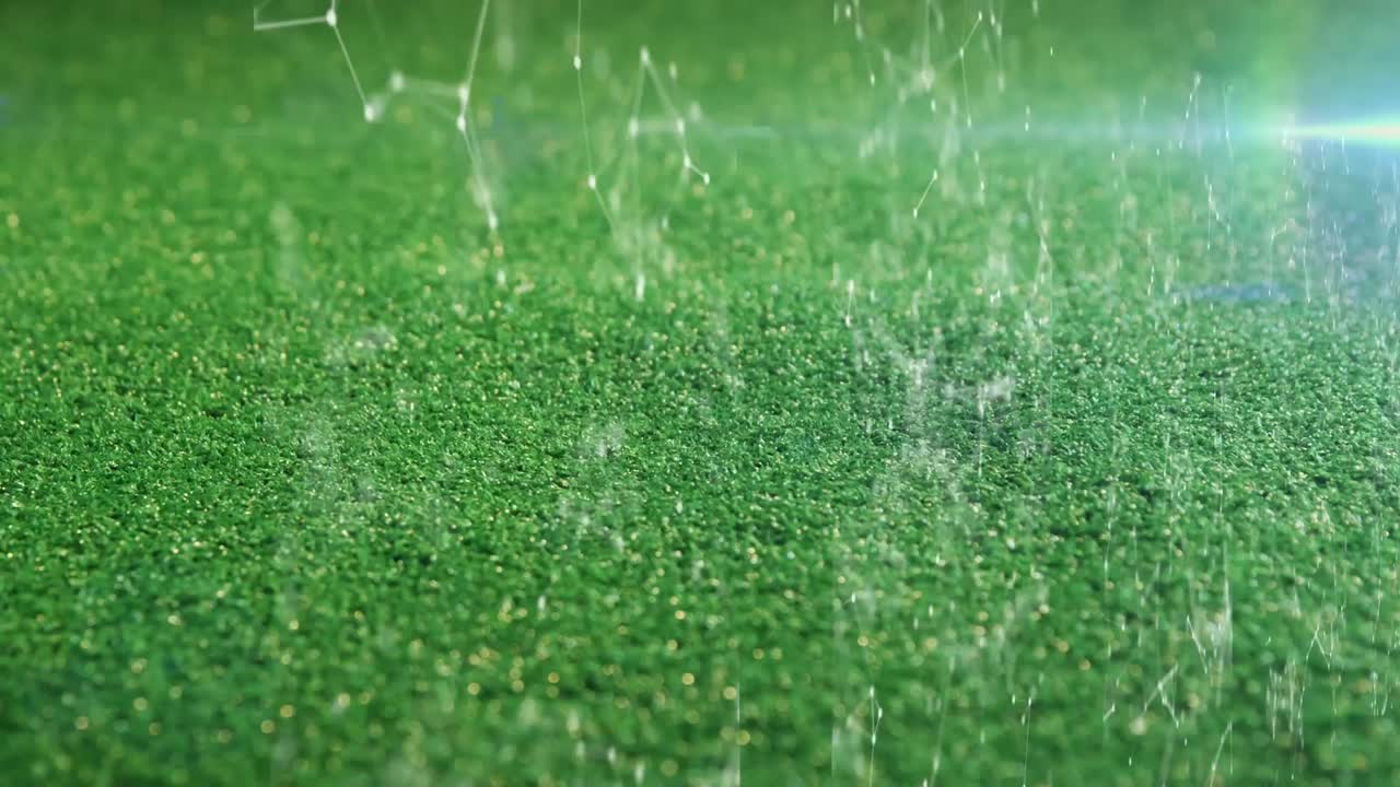 테니스 공 위에 아이콘으로 연결된 네트워크의 애니메이션