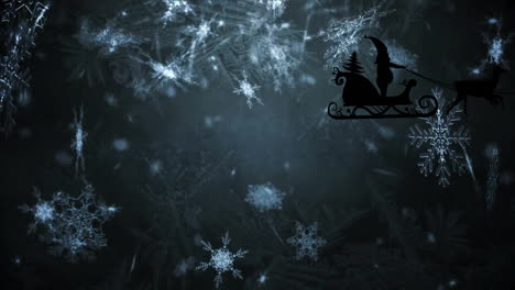 snowflakes falling with geometric patterns animation over dark background