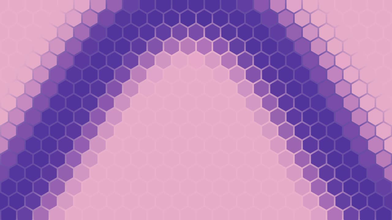 onda colorida brillante y dinámica que se mueve a lo largo de una cuadrícula hexagonal. en bucle