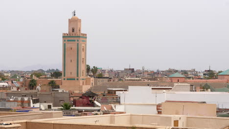 static view of marrakesh skyline with view of ben youssef mosque, morocco