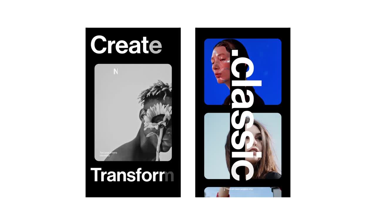 Denne Premiere Pro-skabelon indeholder 4 enkle stories. Du kan redigere og tilpasse tekstpladsholdere og mediepladsholdere. Brug den til at fremvise dine fotos og videoklip. En videovejledning medfølger. Download nu!