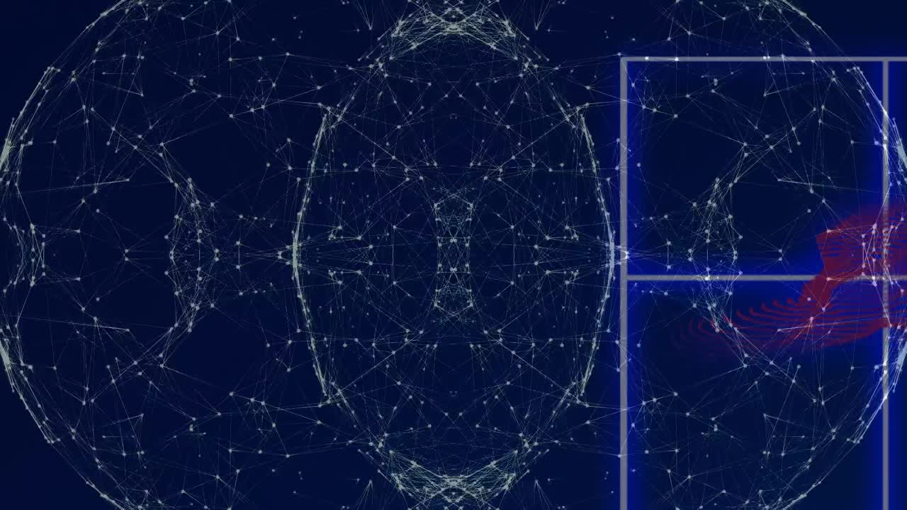 파란색 배경에 대한 연결 네트워크와 네온 조명의 지구