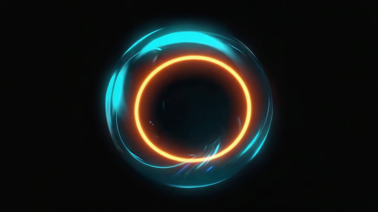 Abstract Glowing Sphere with Neon Circle