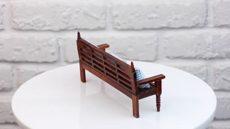 furniture for dolls, rotation. living room interior model of wooden furniture