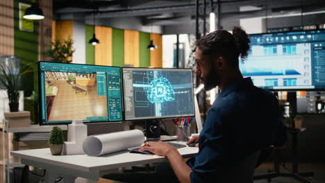 real estate developer works with artificial intelligence and interior design