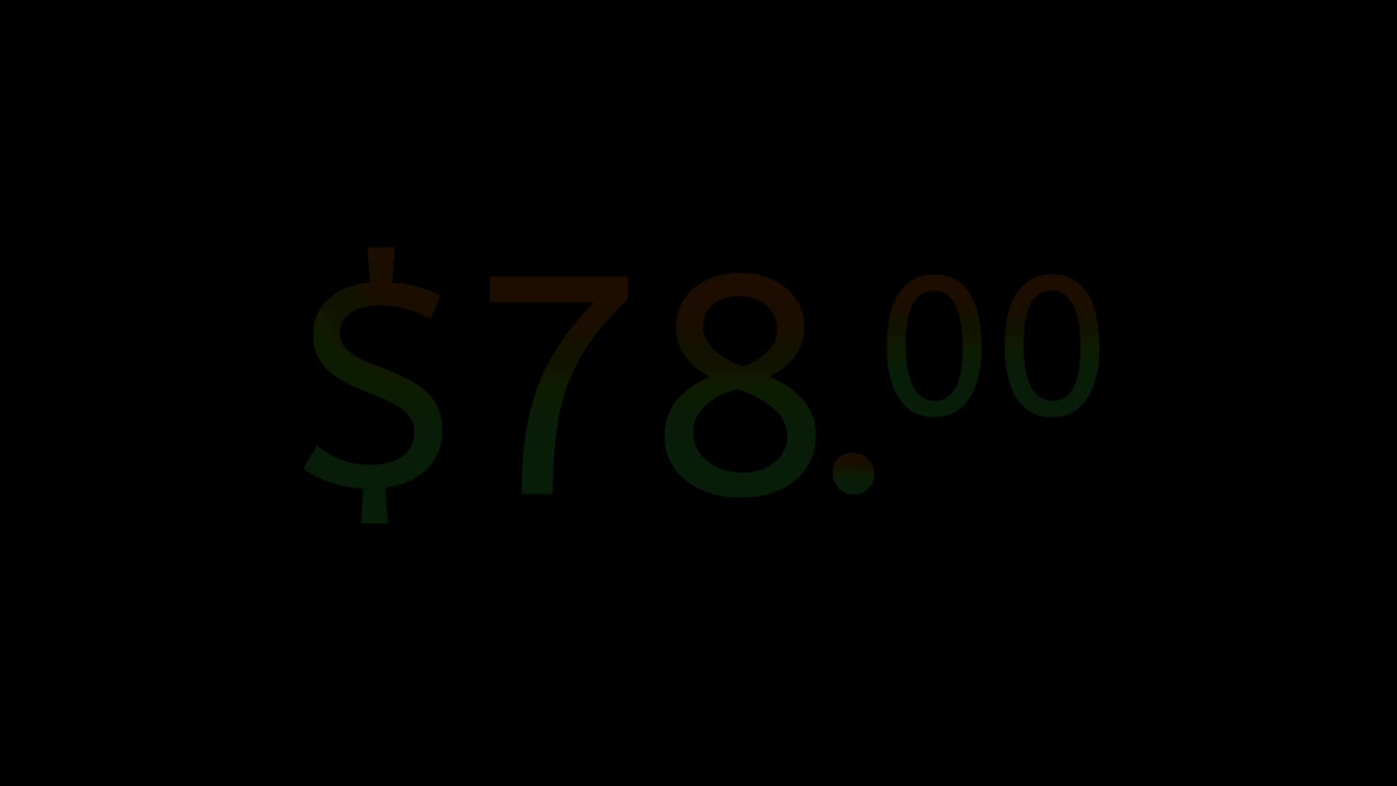 Modern Neon $78.00 dollars Price Tag Animation Glowing Gradient blue purple Motion Graphics on Black Background.Loop able for e-commerce,promotion business concept video element